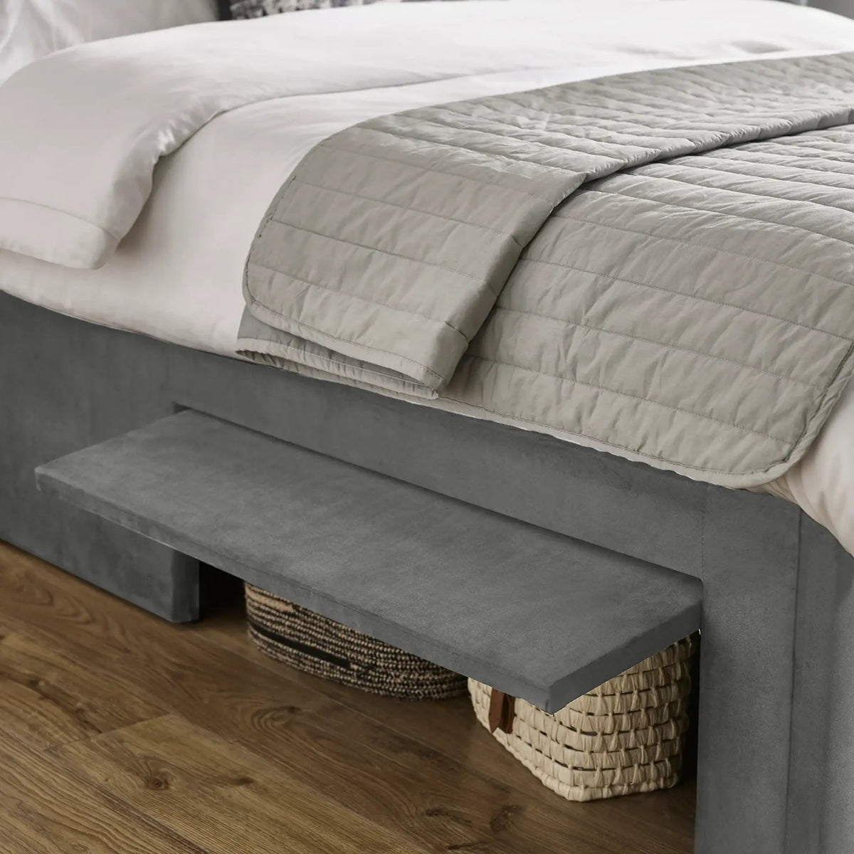 Leila Grey Velvet Divan Bed