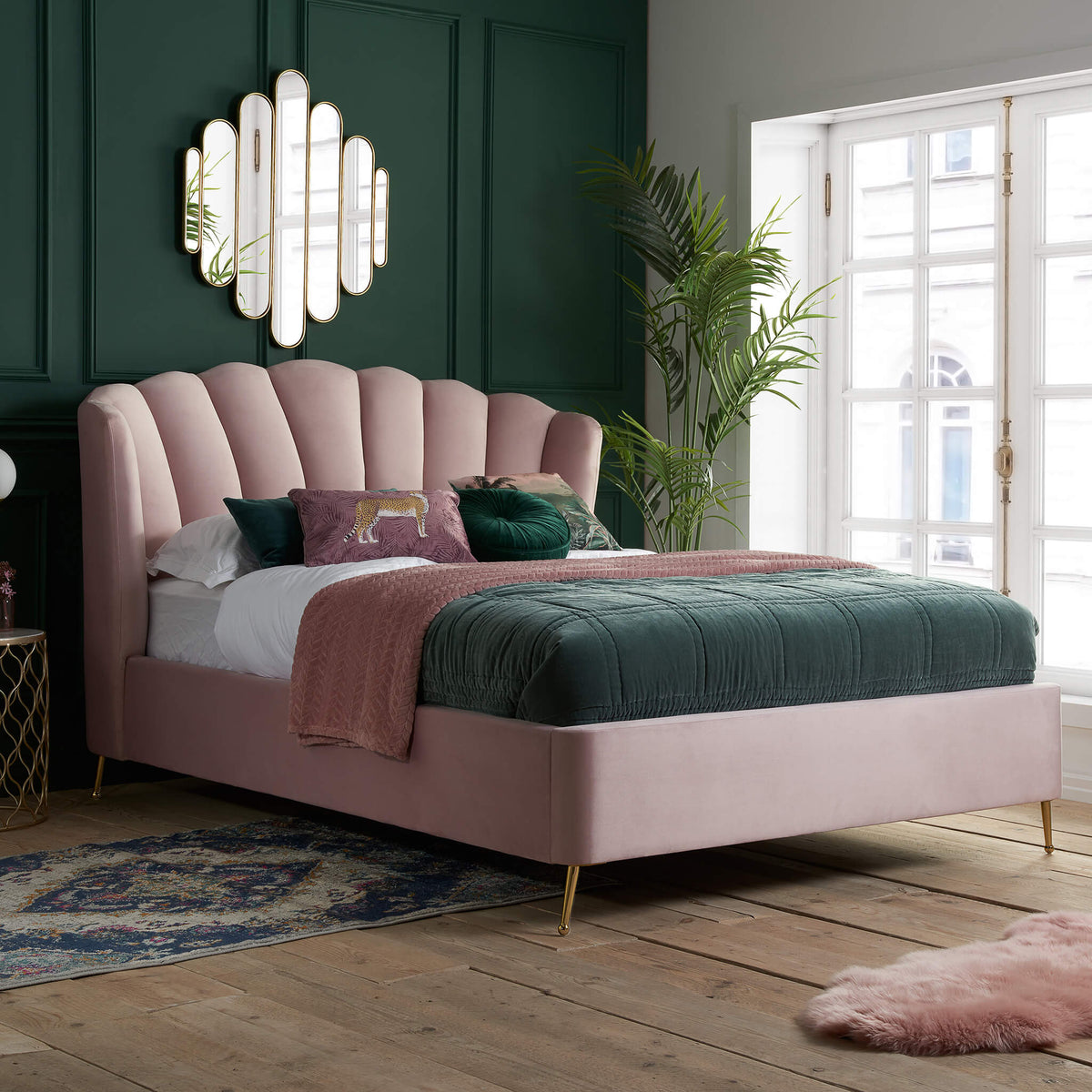 Lottie Pink Upholstered Ottoman Bed