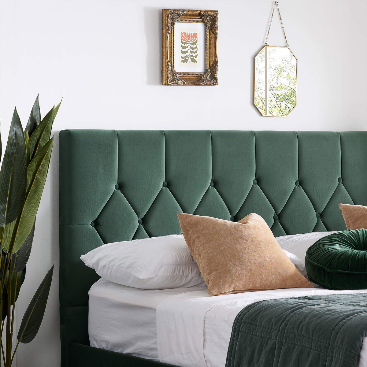 Loxley Ottoman Fabric Bed Green