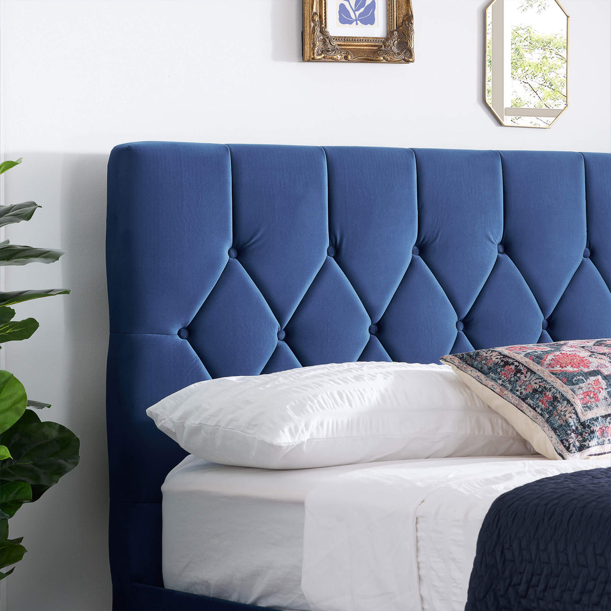 Loxley Fabric Bed Blue