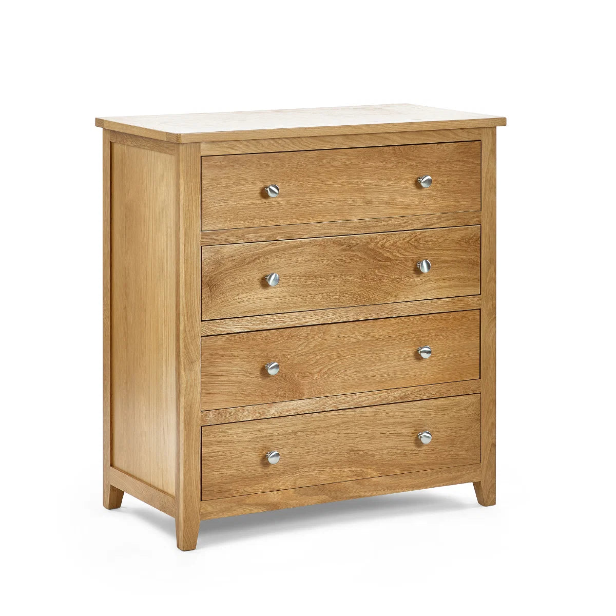 Mallory Oak 4-Drawer Chest – front view showing four wooden drawers