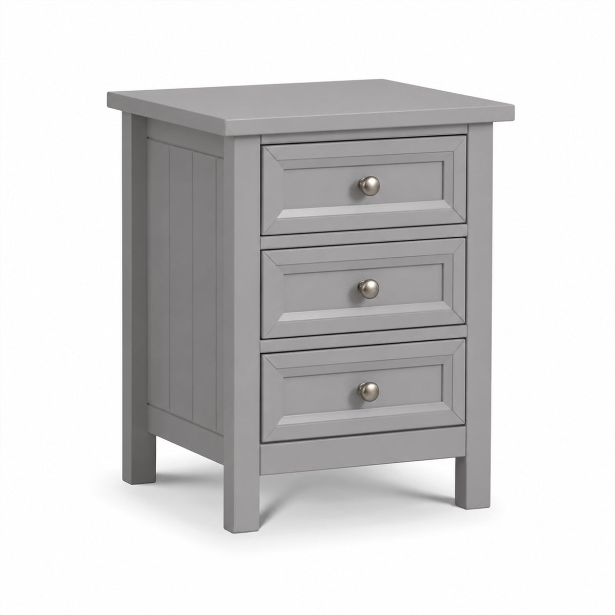 Maine Grey Wooden 3-Drawer Bedside Table