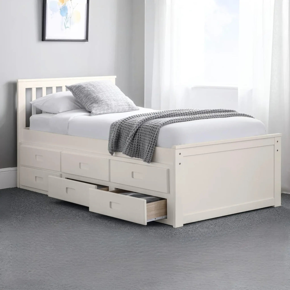 Maisie White Wooden Storage Guest Bed