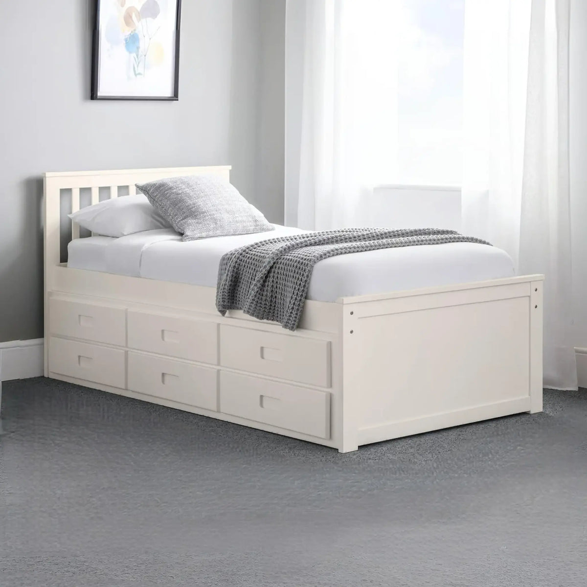 Maisie White Wooden Storage Guest Bed