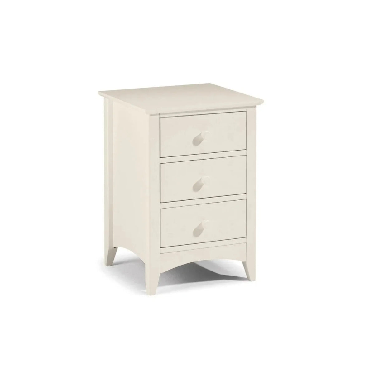 Cameo White 3-Drawer Bedside Chest – open drawer detail close-up