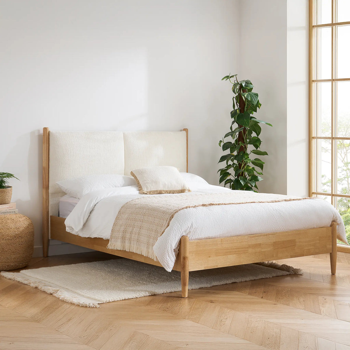 Marley White Linen Oak Bed