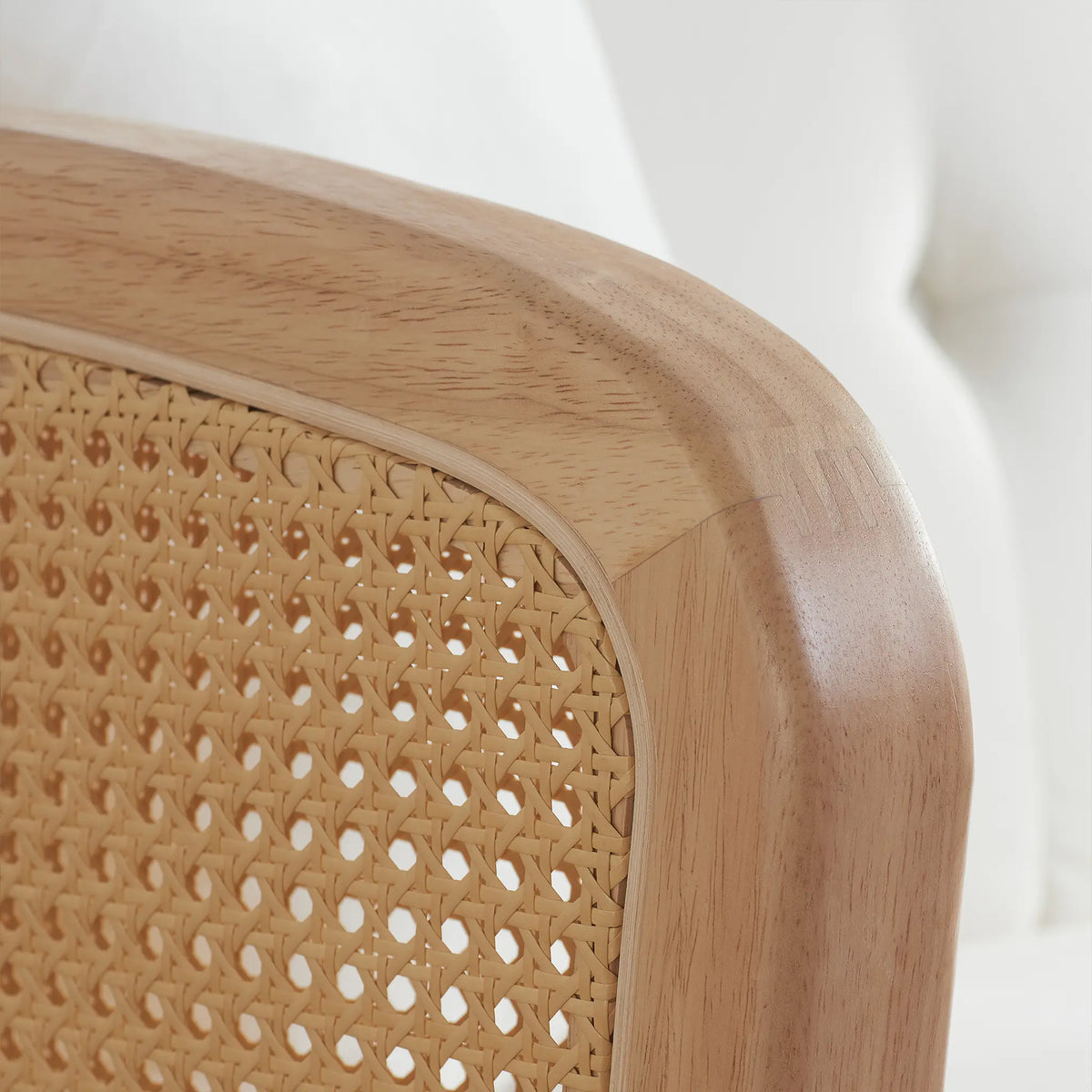Mila White Upholstered Rattan Sofa Bed