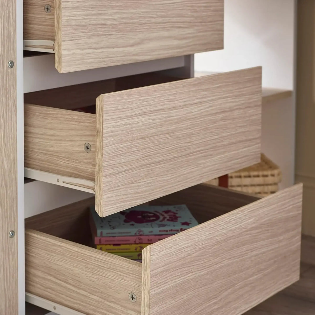 Ocean White and Brown Wooden High Sleeper Bed