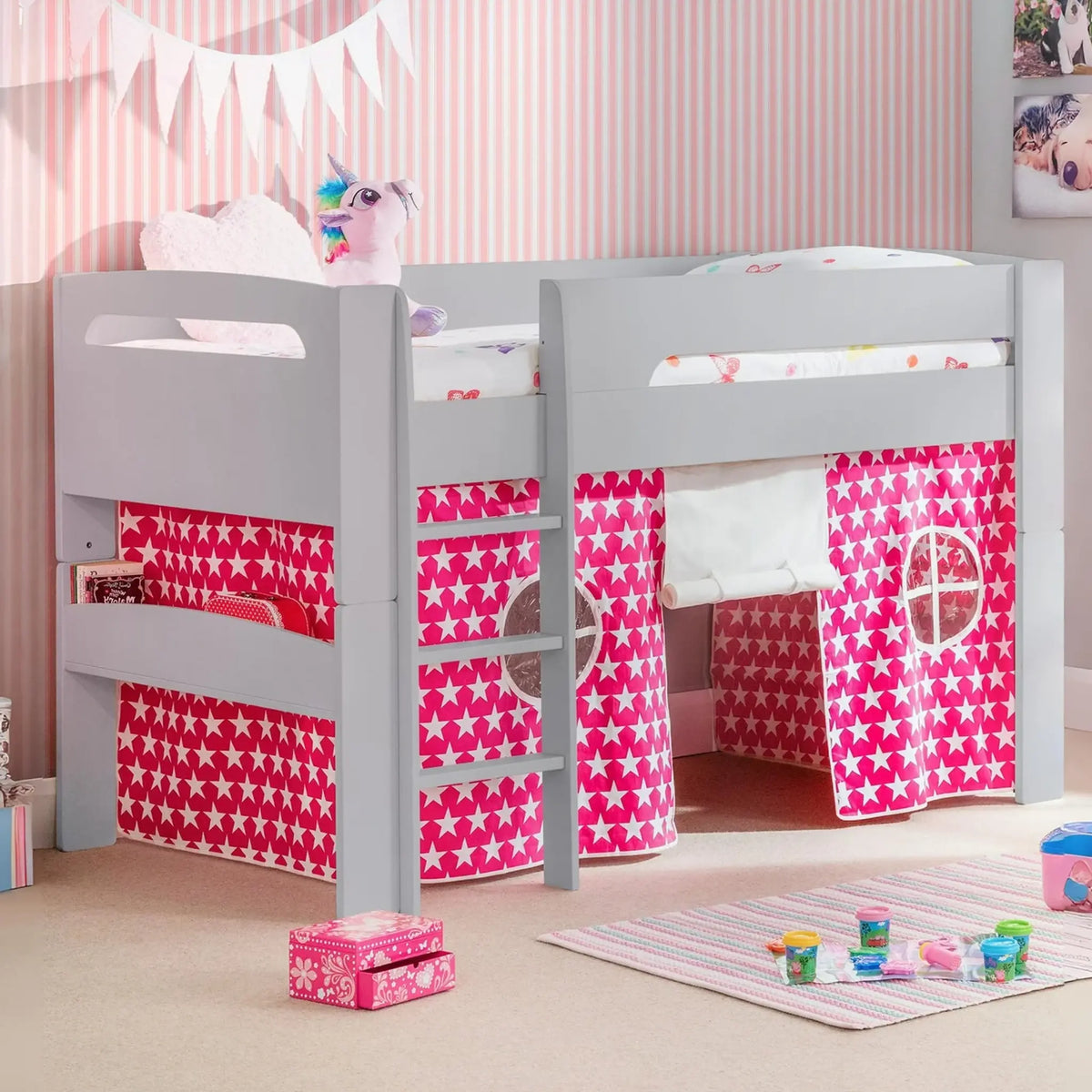 Pluto Grey Wooden Mid Sleeper Bed