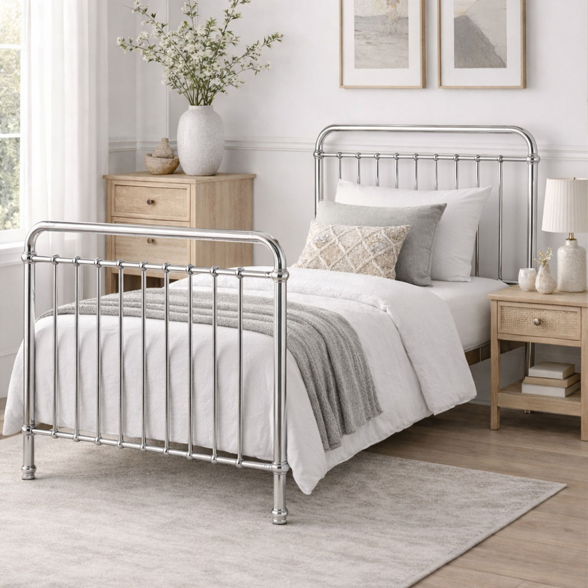 Riga Chrome Nickel Metal Bed Frame