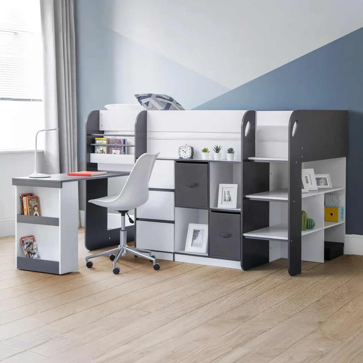 Saturn Dark Grey Mid Sleeper Bed