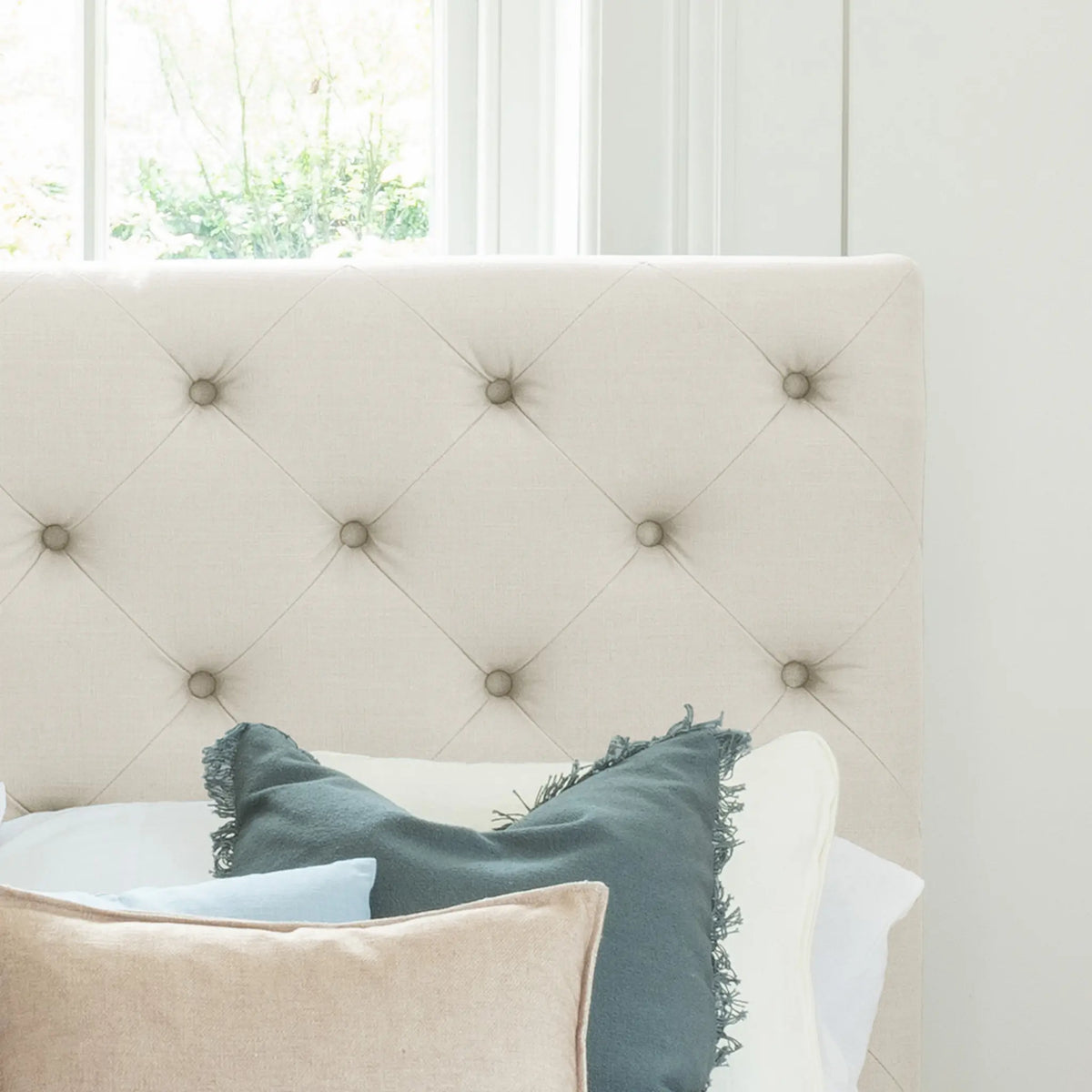 Toulon Cream Upholstered Wooden Bed