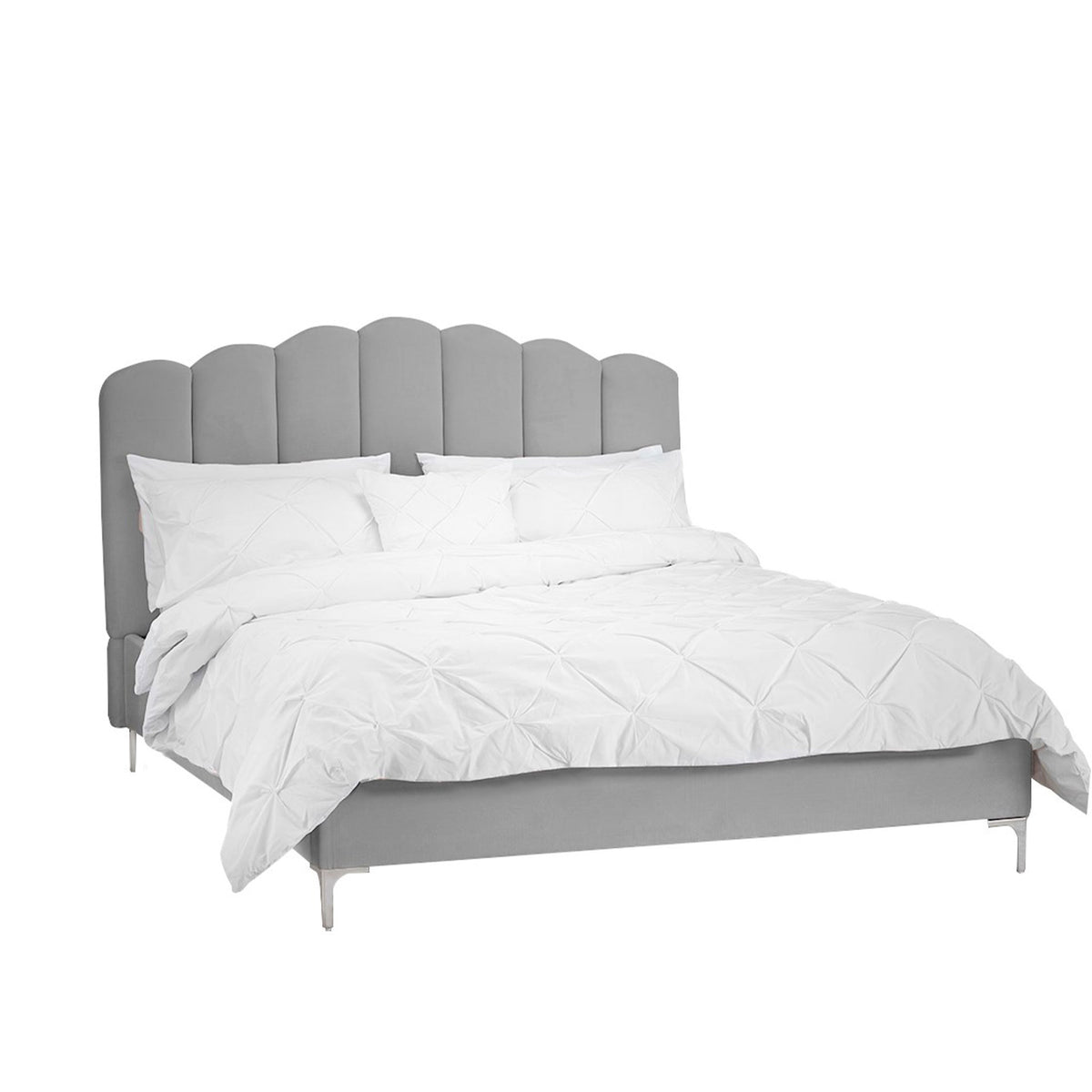 Willow Upholstered Bed Frame Silver Front