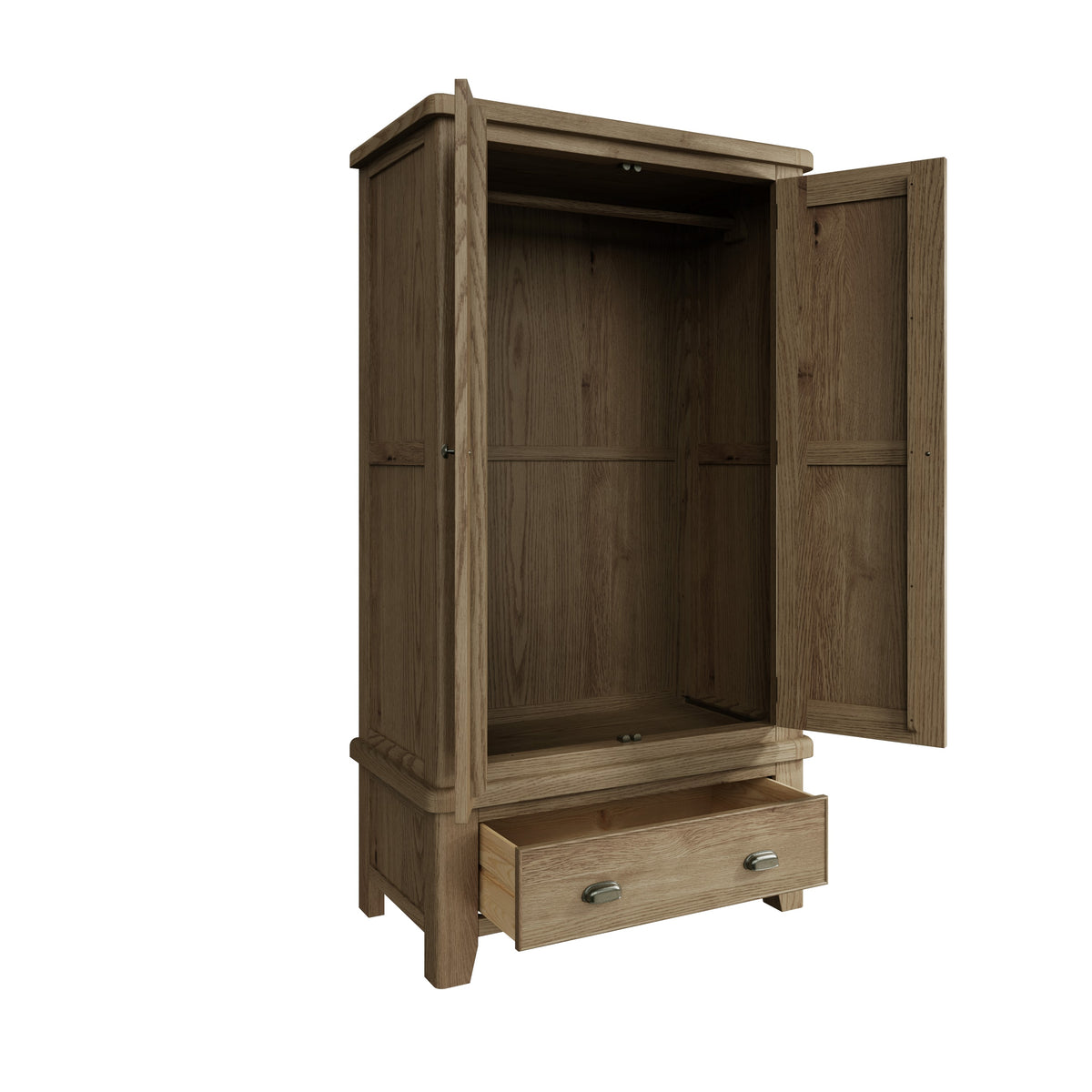 oak wardrobe open