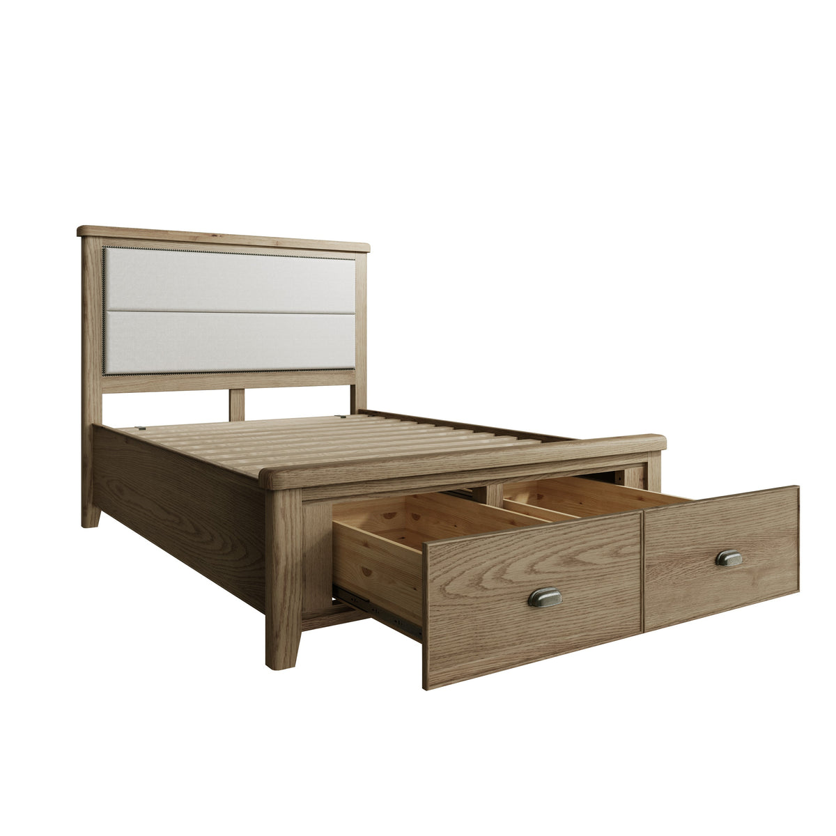 Hatton Upholstered Oak 2 Drawer Bed Frame