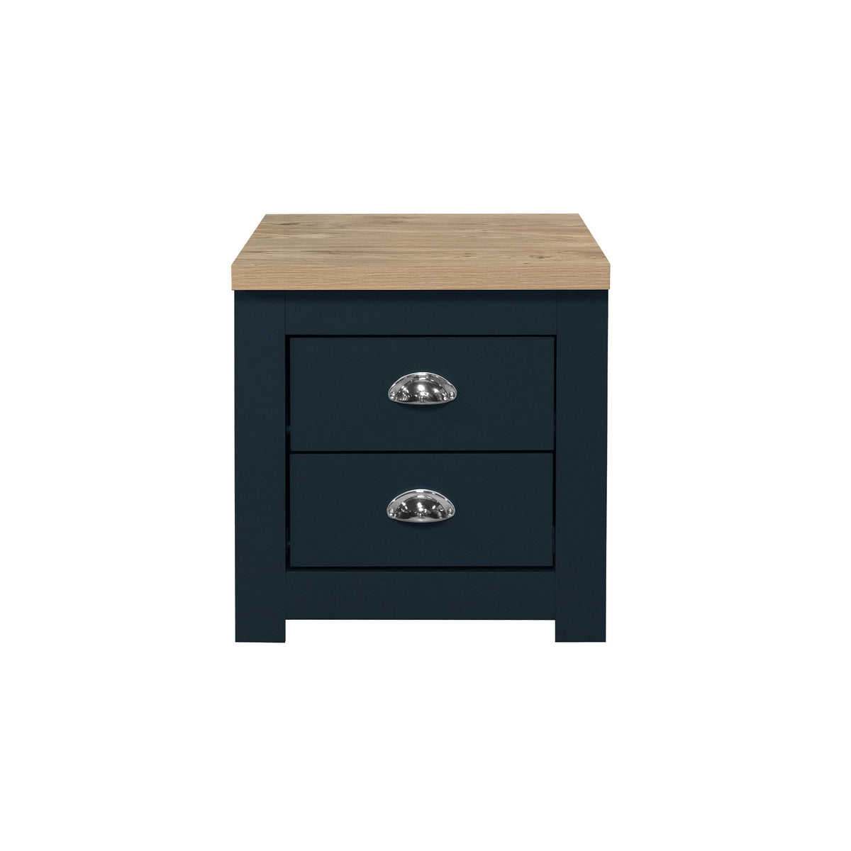 Highgate Navy Blue & Oak 2 Drawer Bedside