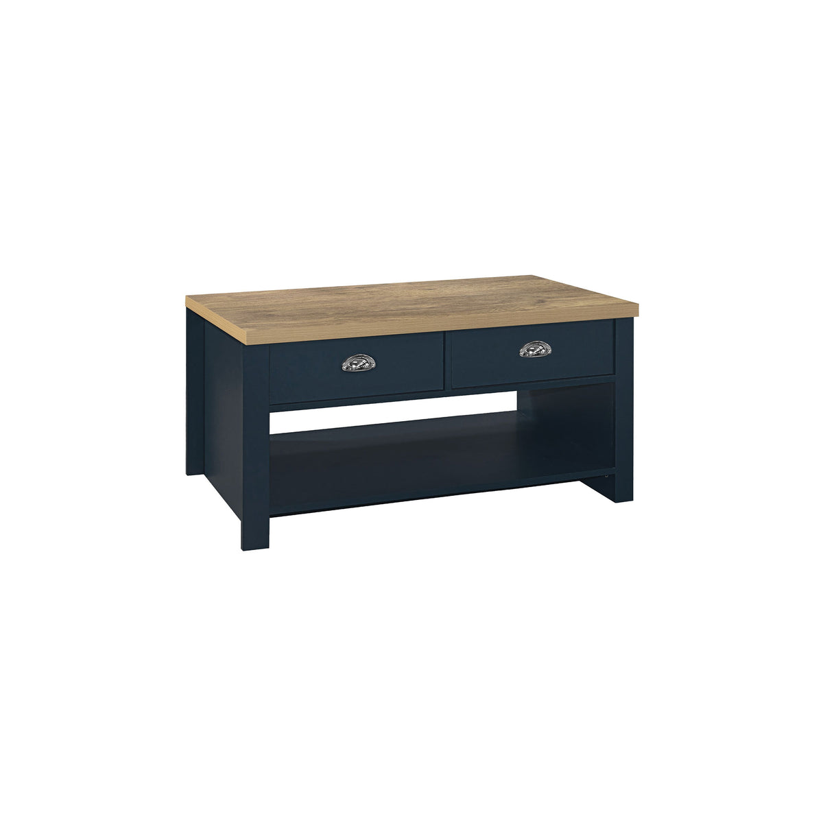 Highgate Navy Blue & Oak 2 Drawer Coffee Table