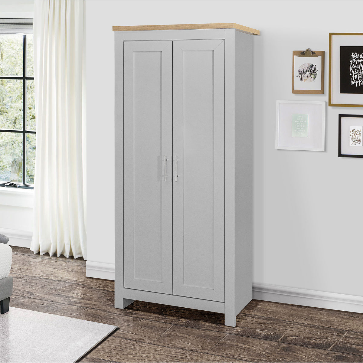 Highgate Grey & Oak 2 Door Wardrobe