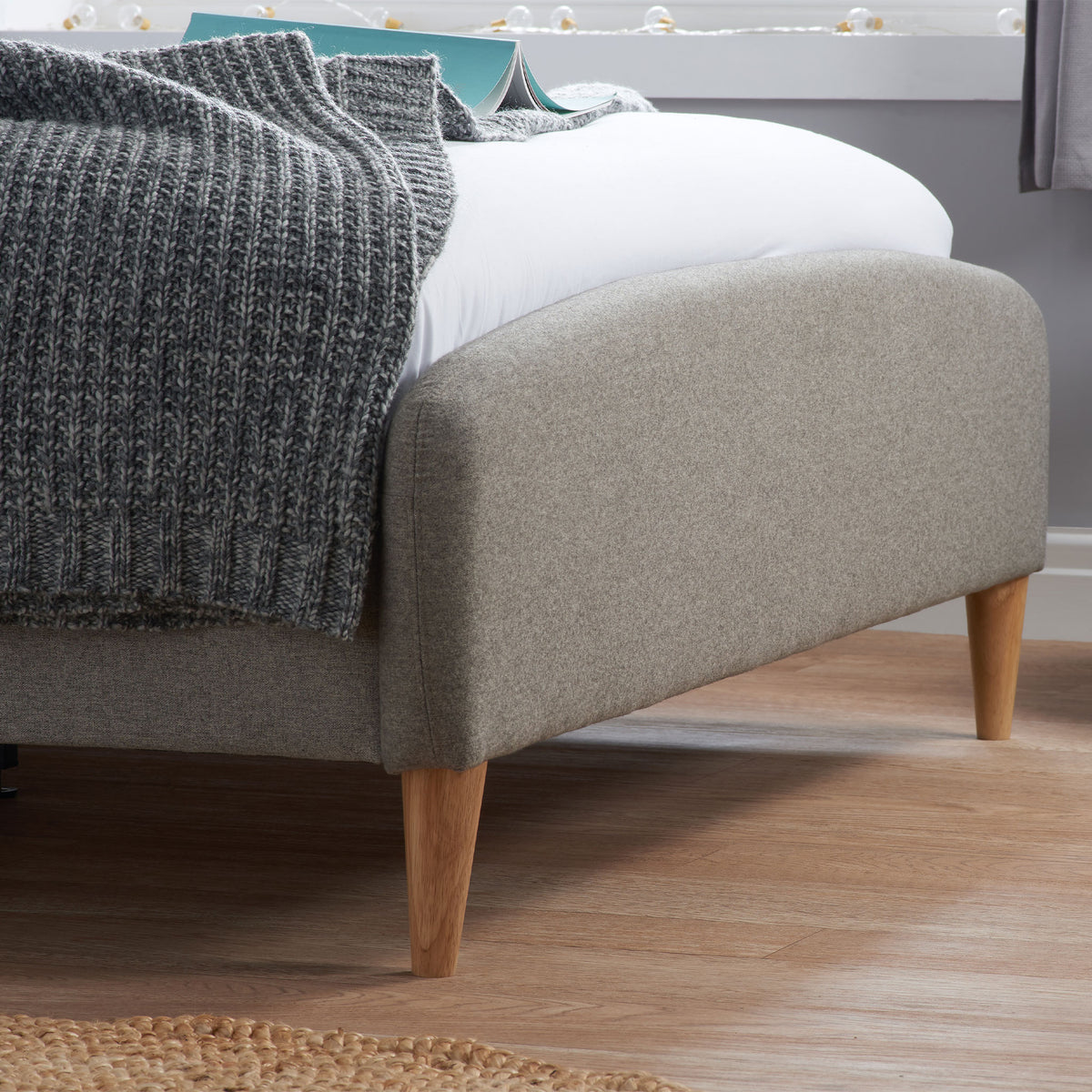 Quebec Grey Fabric Bed Frame Footend