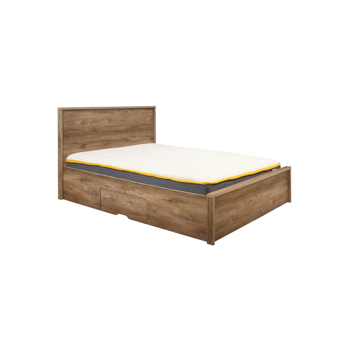 Stockwell Rustic Oak Double Bed Side