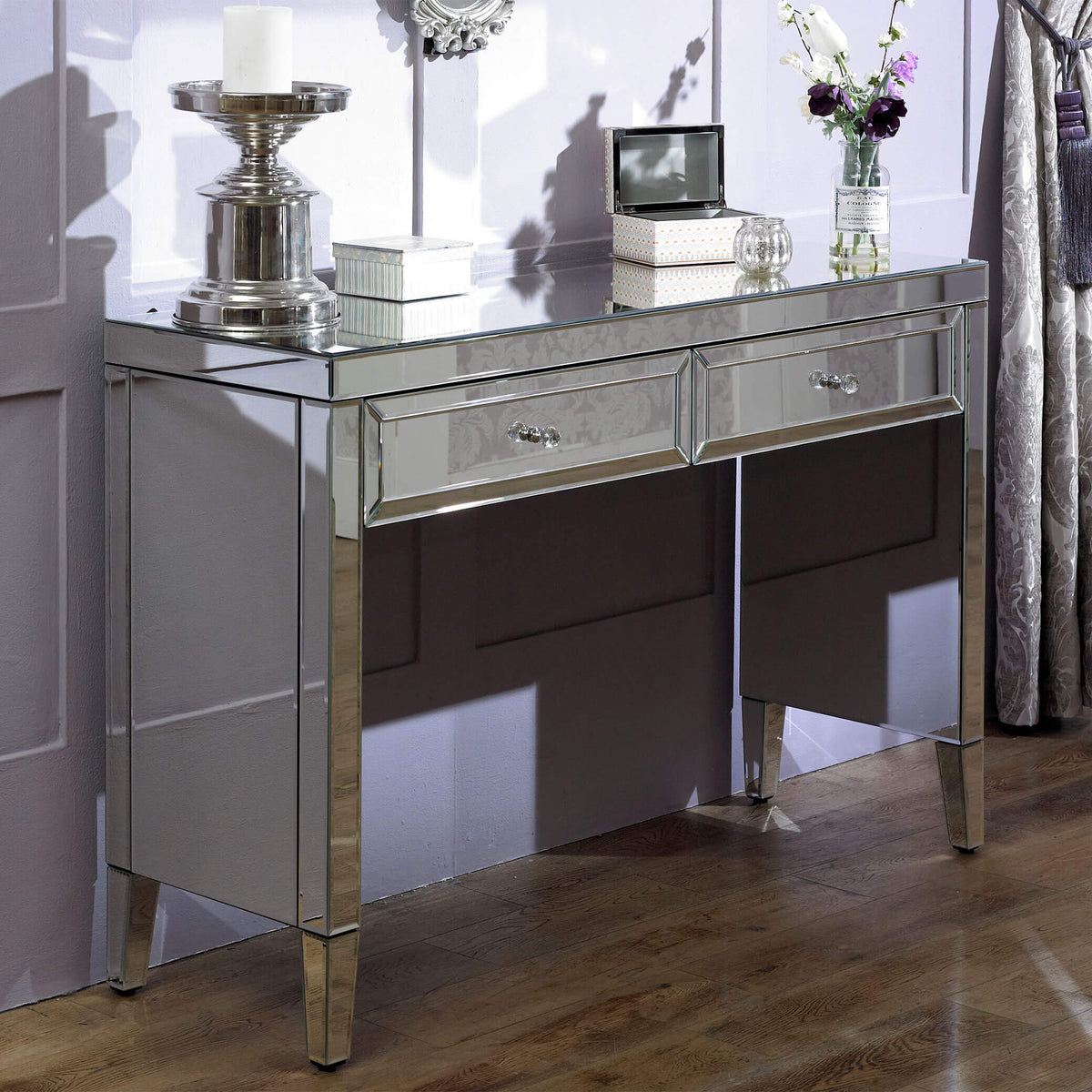 Valencia Mirrored 2 Drawer Sideboard Side