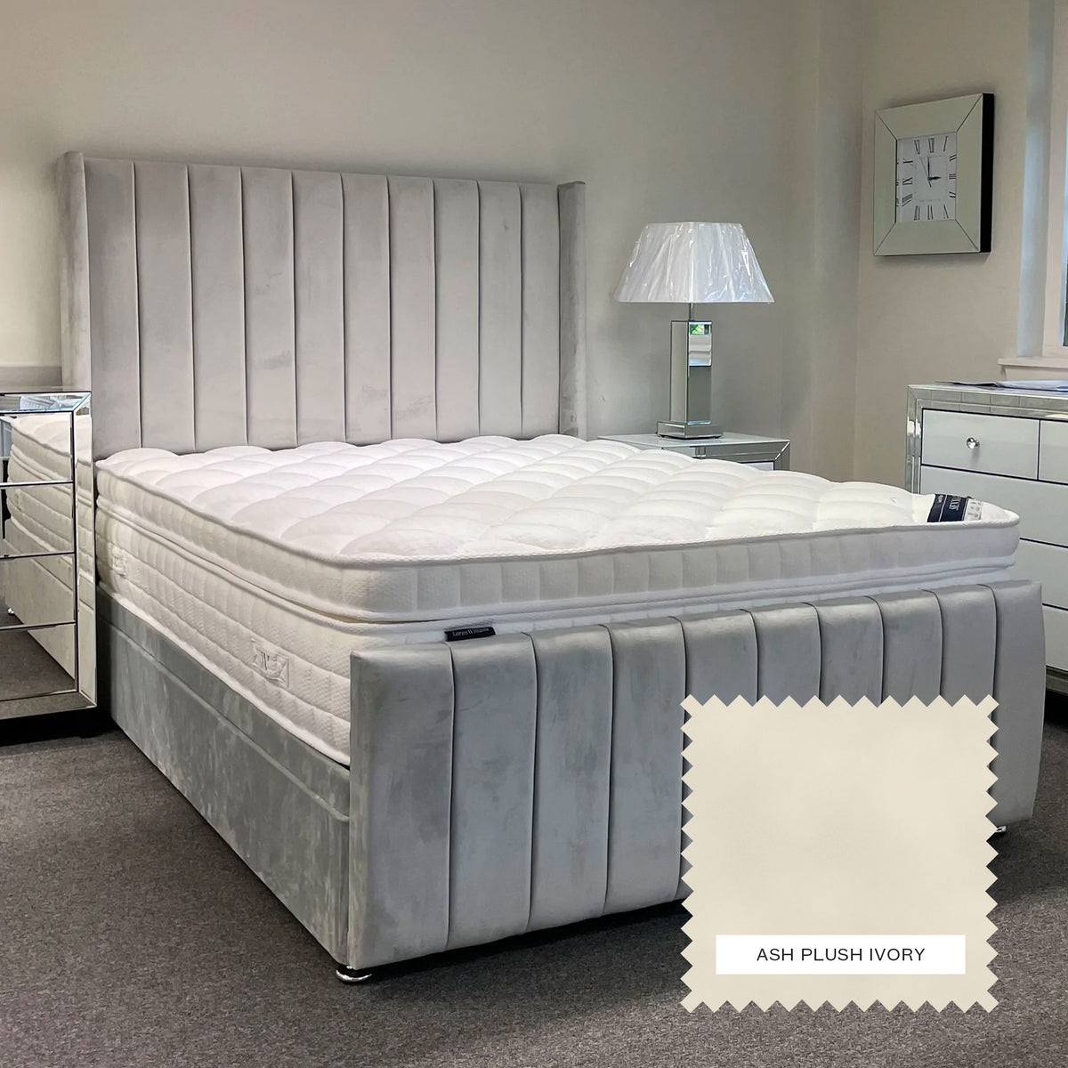 Victoria Upholstered Ottoman - Ash Plush Ivory
