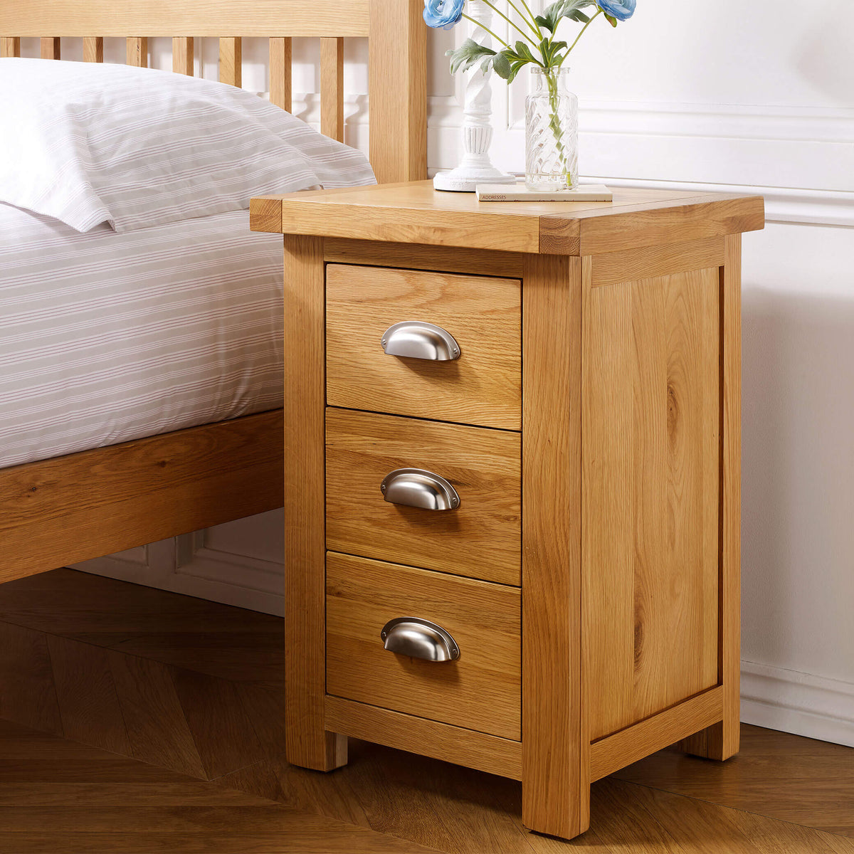 Woburn Oak 3 Drawer Bedside