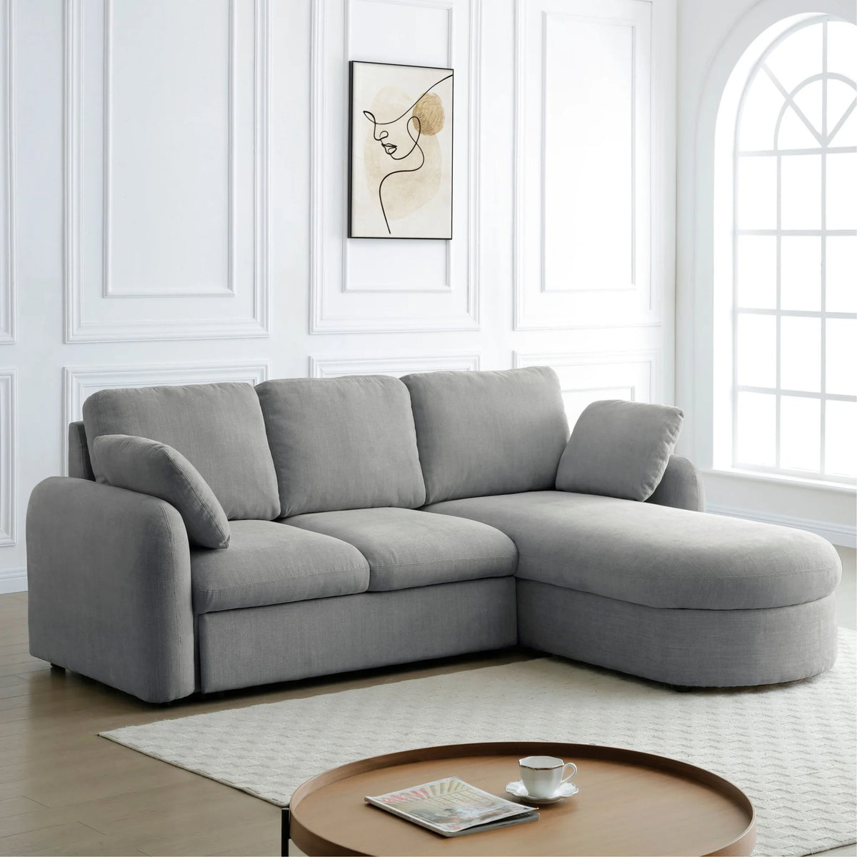 Mallory Grey Corner Sofa Bed – modern minimalist design