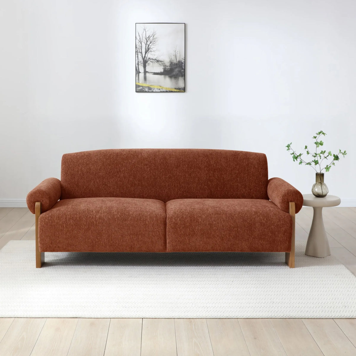 Mila Orange Chenille Sofa Bed – front view