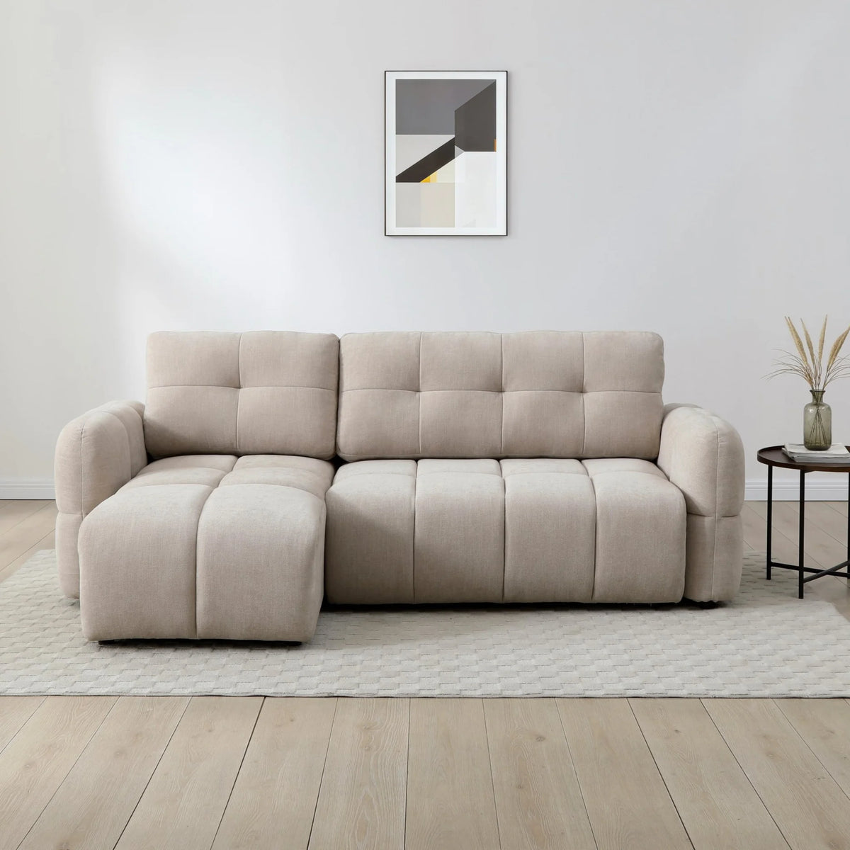 Morgan Taupe Corner Sofa Bed – front view