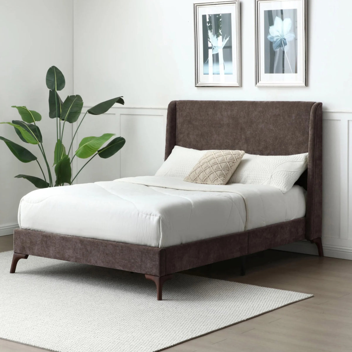 Denver Brown Chenille Bed – front view