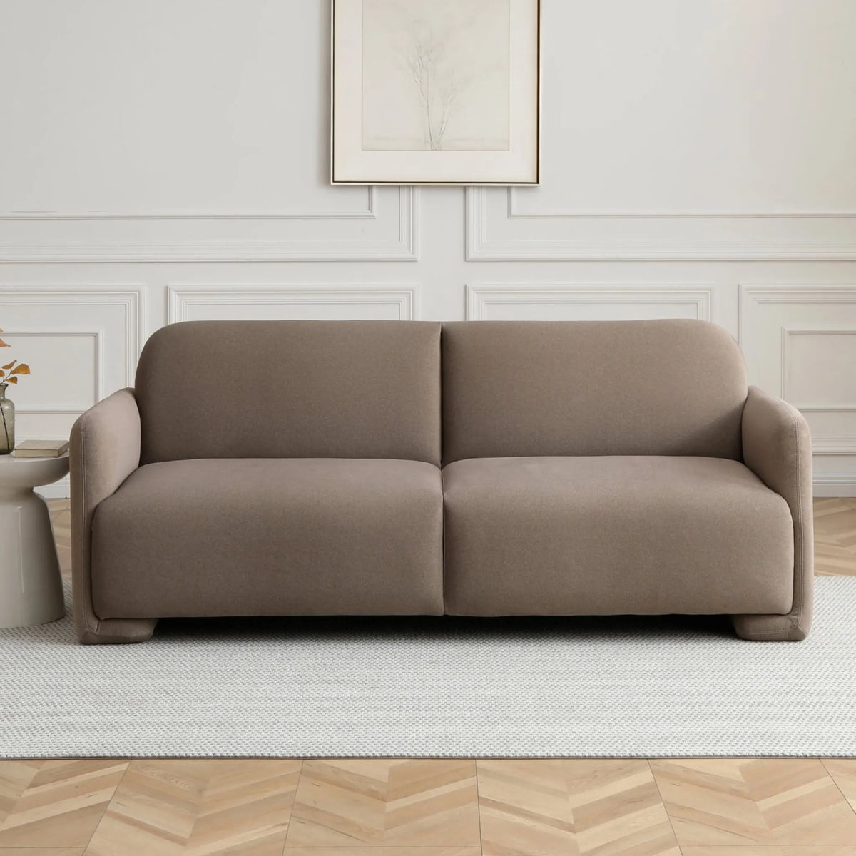Murphy Taupe Velvet Sofa Bed – front view