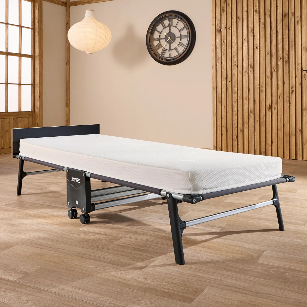 Rollaway Folding Bed with Memory Mattress – front three-quarter view