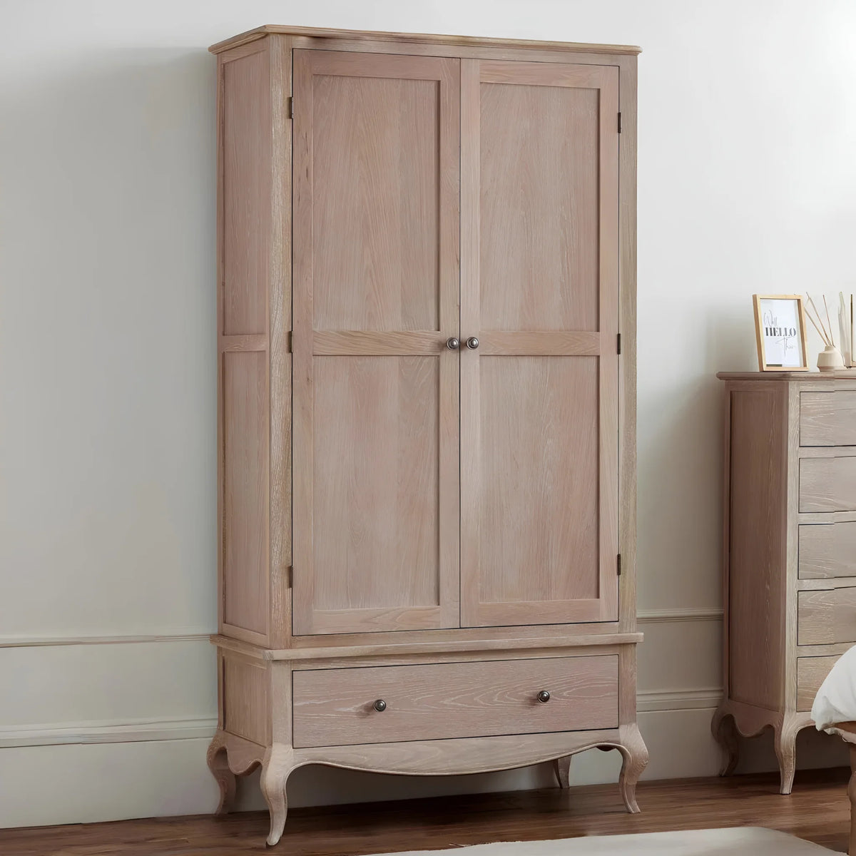 Camille Limed Oak Combination Wardrobe – front view