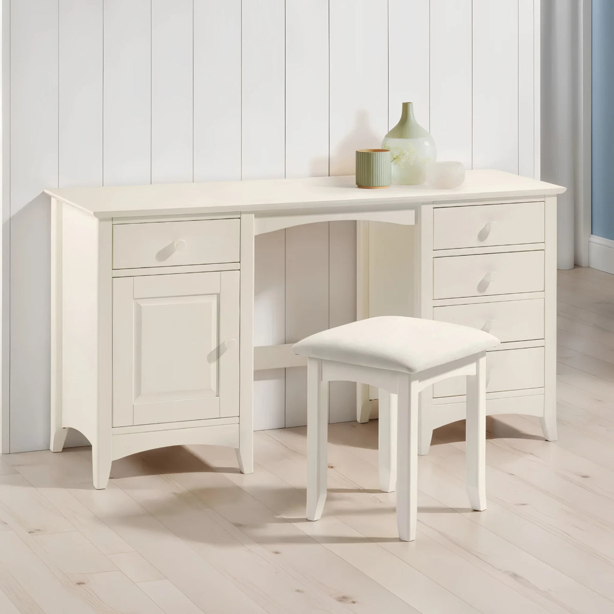 Cameo White 5-Drawer Dressing Table – front view