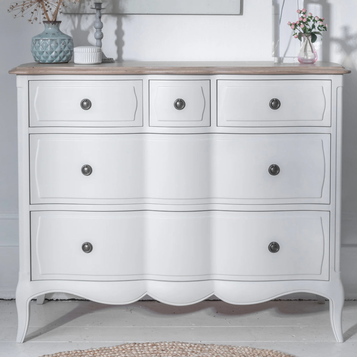 Amelie White Wooden 5-Drawer Chest – front view