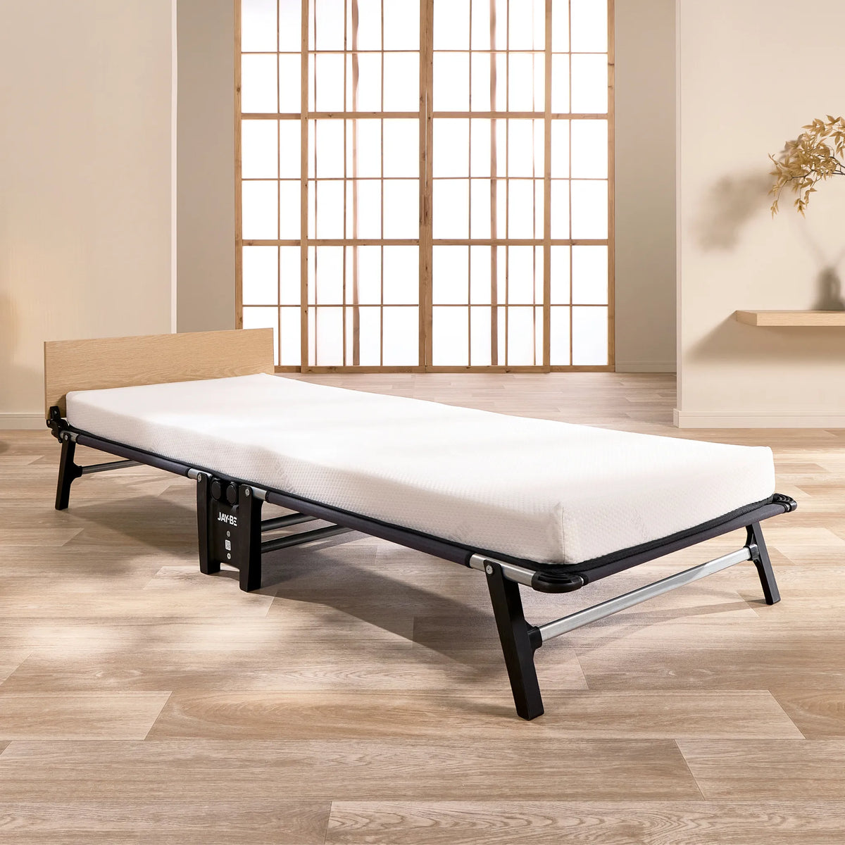 Quick Folding Bed with Memory Mattress – front three-quarter view