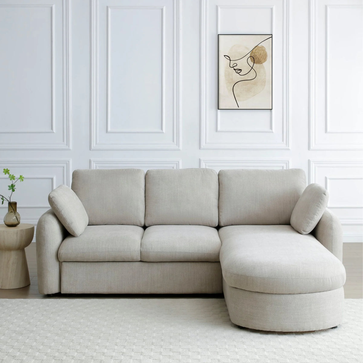 Mallory Taupe Corner Sofa Bed – front view