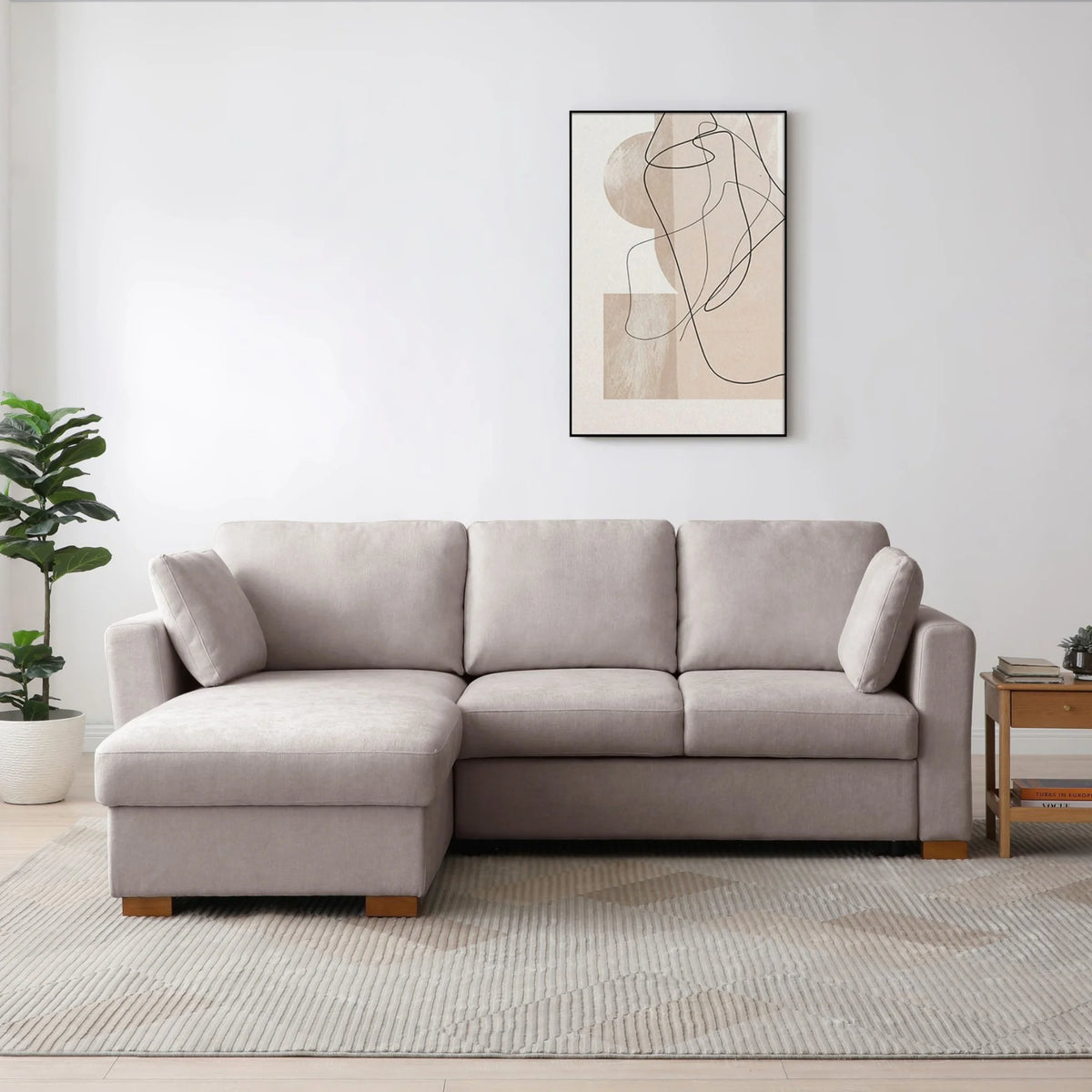 Sorrento Taupe Corner Sofa Bed – front view