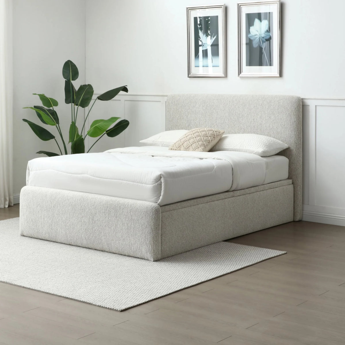 Belle Oatmeal Chenille Ottoman Bed – front view