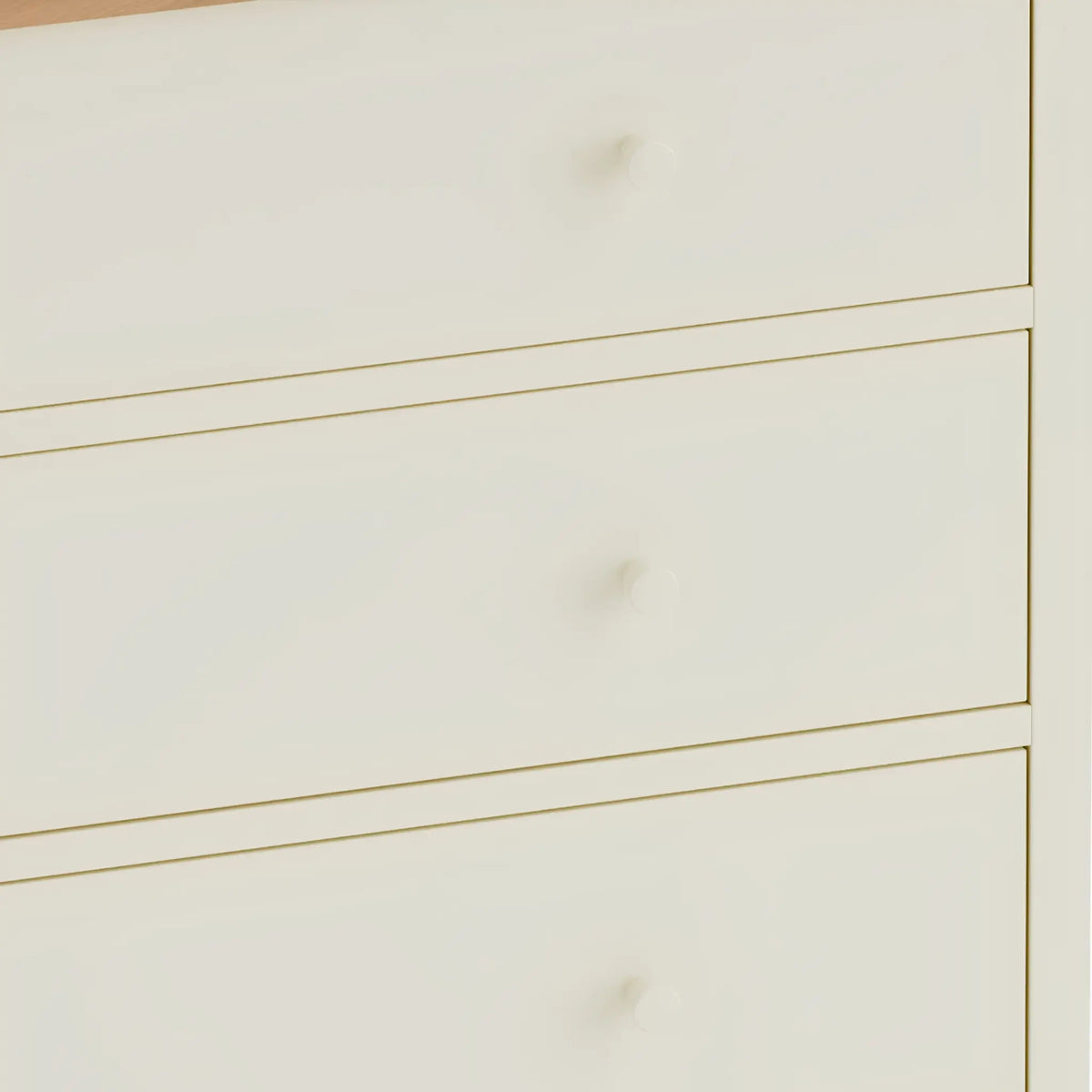 Coxmoor Ivory Wooden 3-Drawer Chest – top drawers close-up