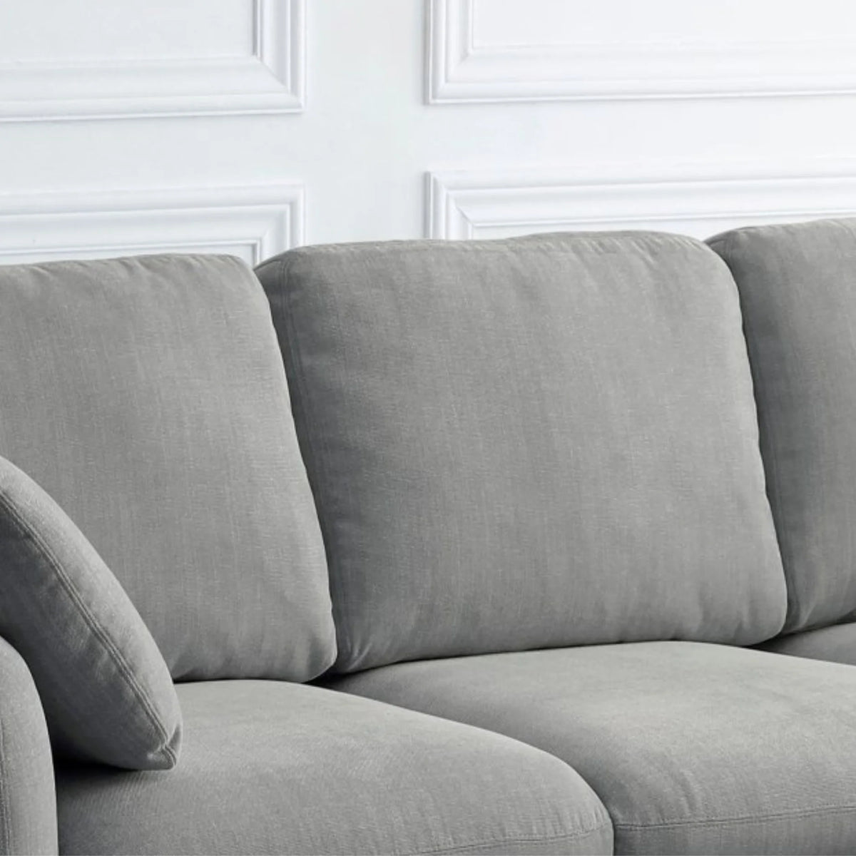 Mallory Grey Corner Sofa Bed – close-up of textured fabric and cushion detail