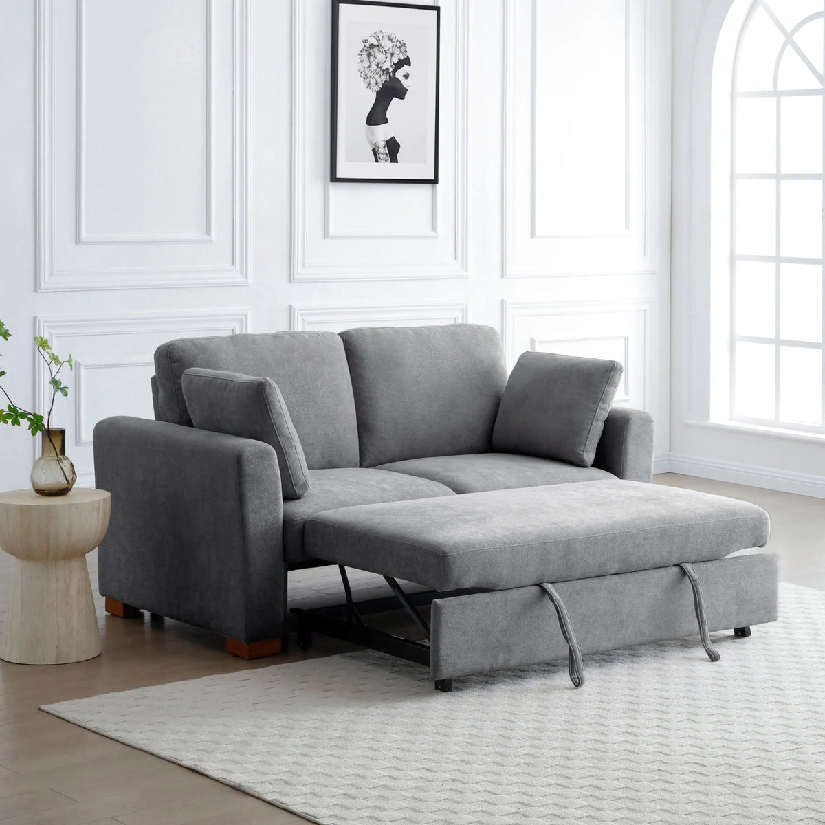 Sorrento Grey Sofa Bed – extended view showcasing functional sleep configuration