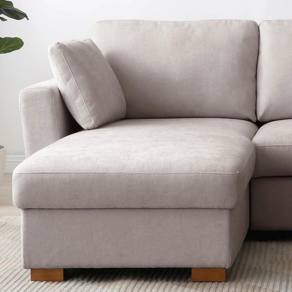 Sorrento Taupe Corner Sofa Bed – chaise lounge section detail