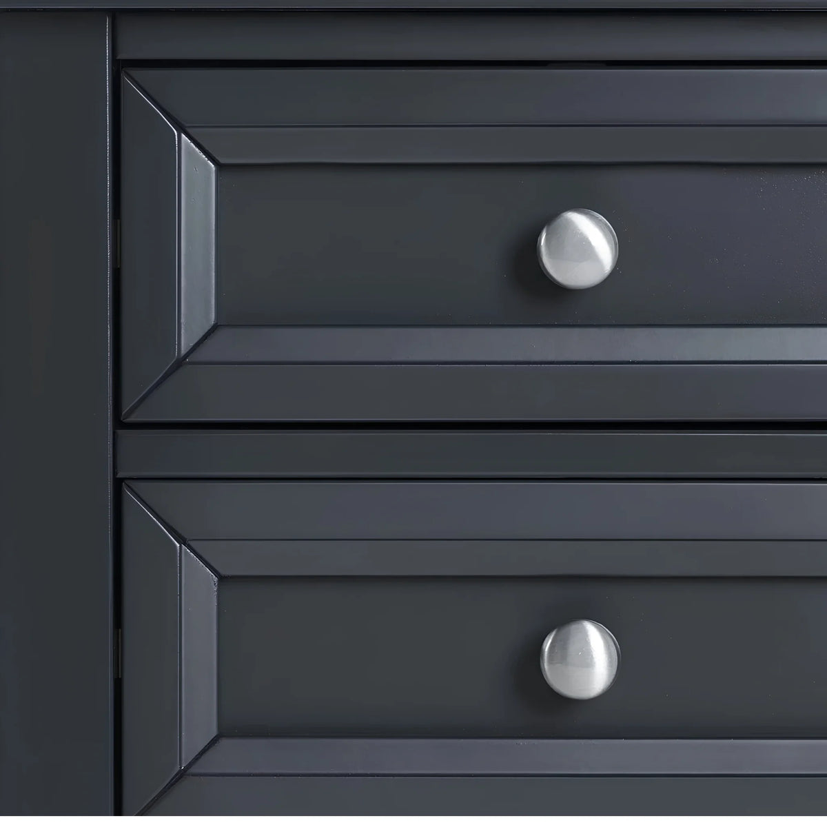 Maine Dark Grey Wooden 3-Drawer Bedside Chest – drawer fronts detail close-up 