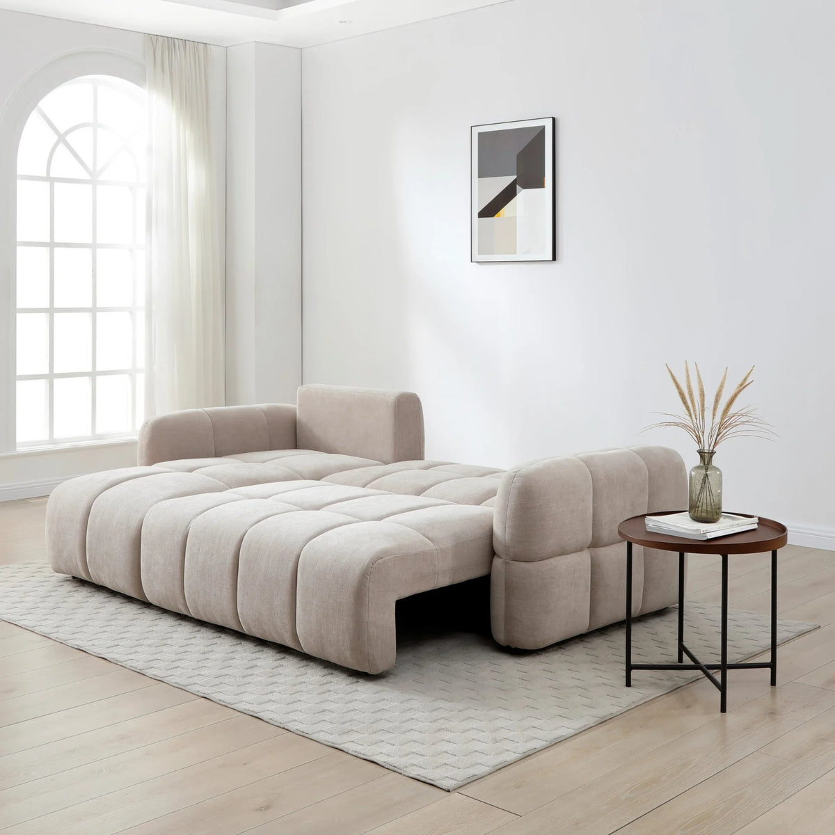 Morgan Taupe Corner Sofa Bed – extended bed feature