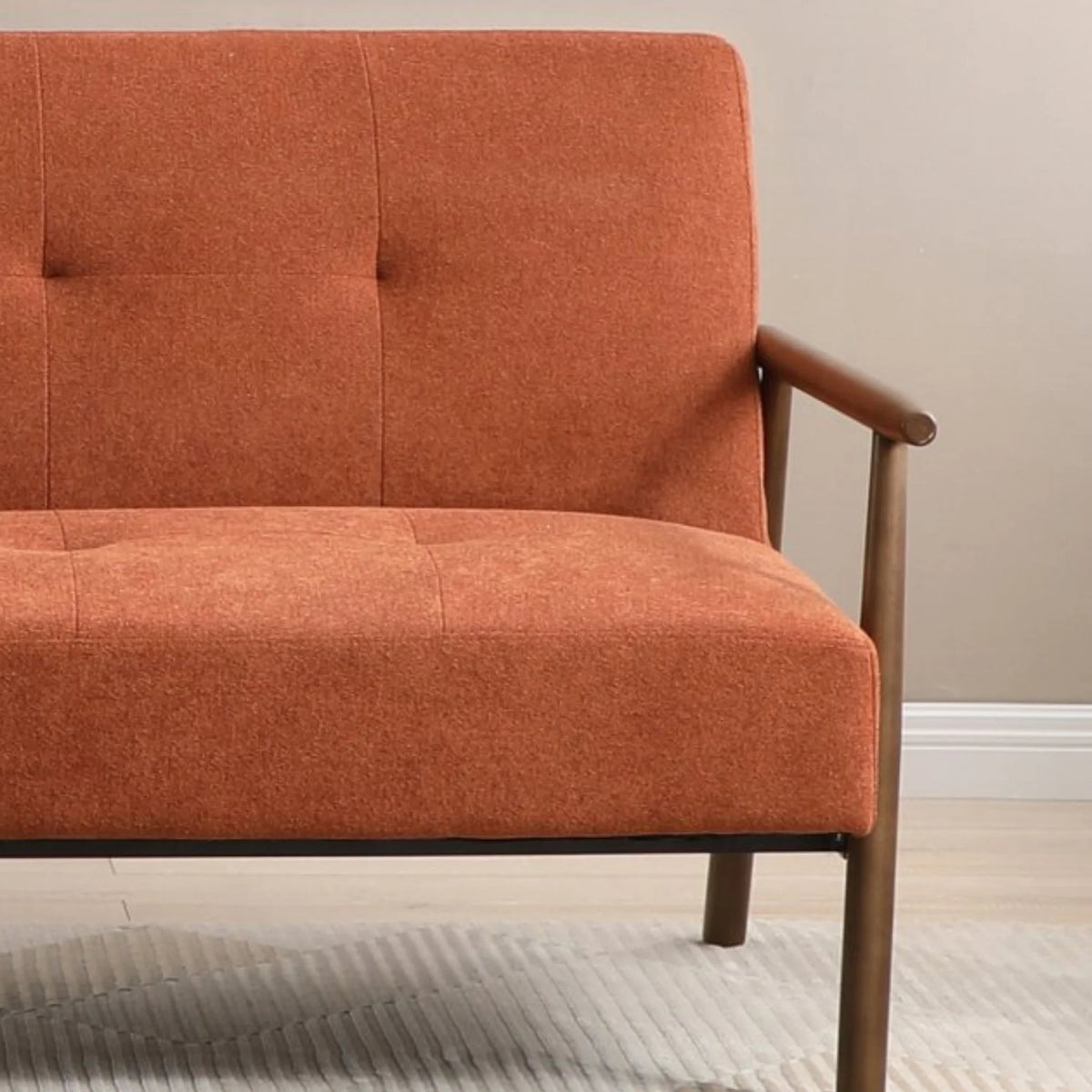 Berkeley Orange Upholstered Wooden Sofa Bed – close-up of orange fabric
