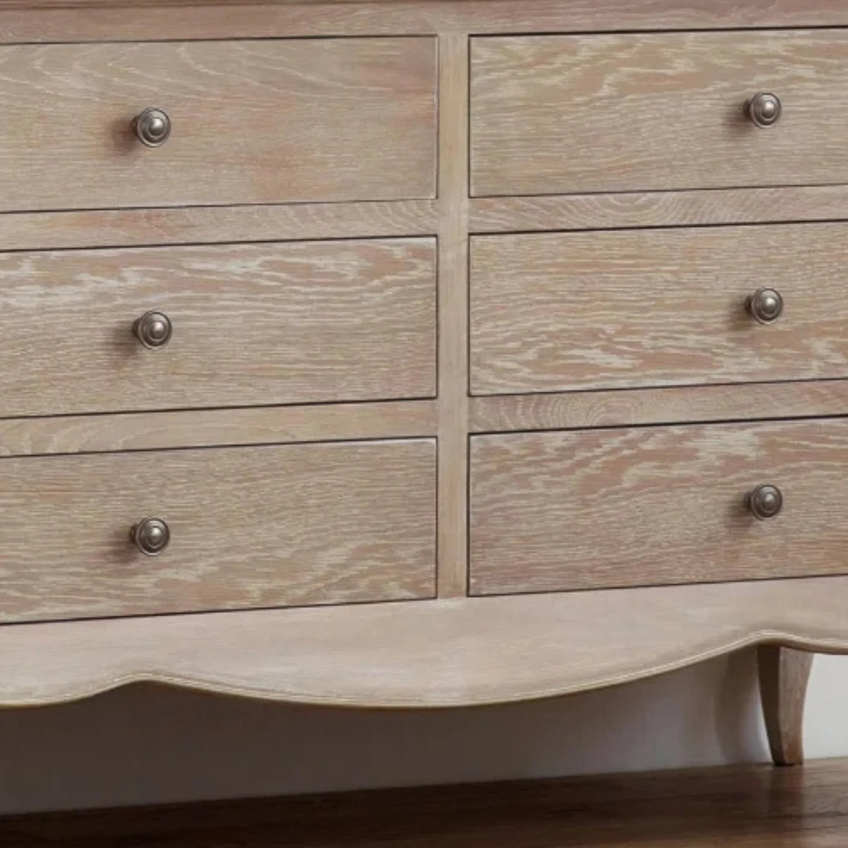 Camille Limed Oak 6-Drawer Chest – drawer detail close-up