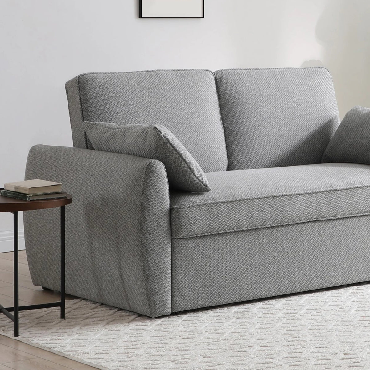 Clarke Grey Sofa Bed – side angle view