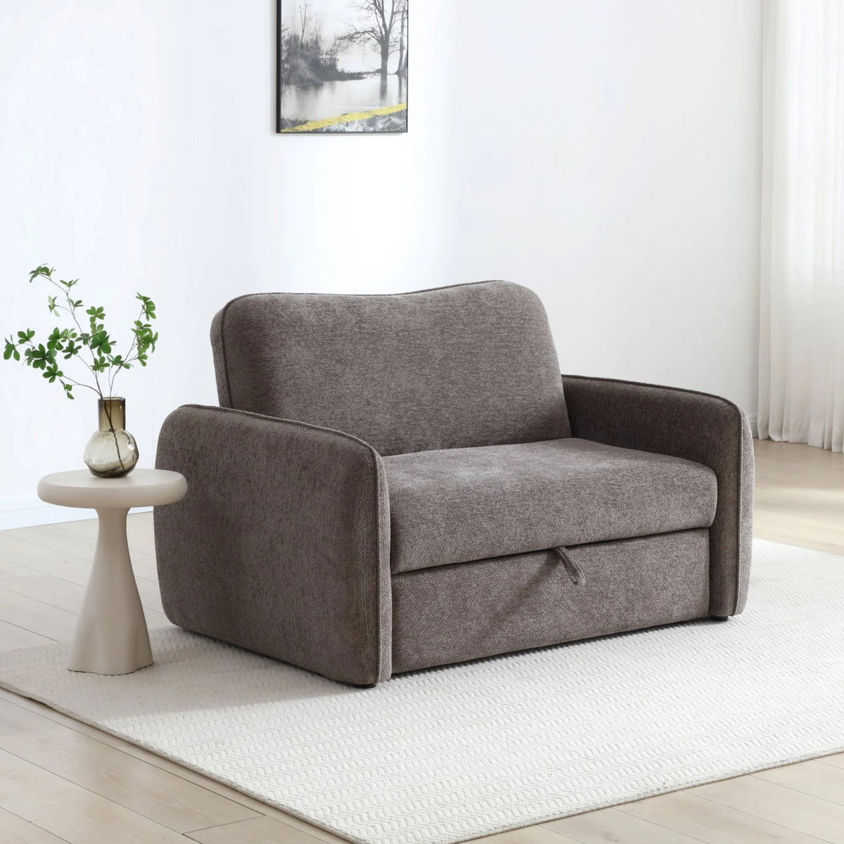 Millie Brown Sofa Bed – angled perspective, comfortable contemporary